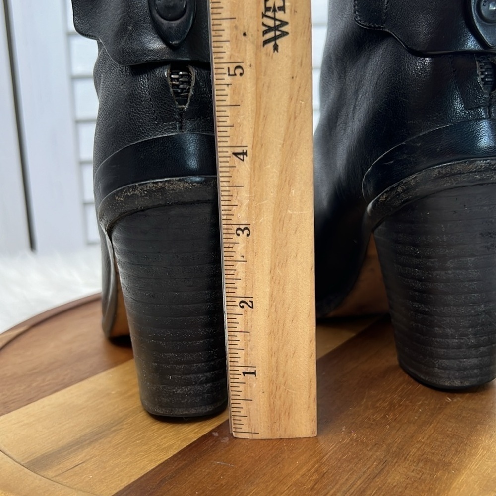 RAG & BONE l Newbury Black Leather Semi Pointed Toe Zipper Back 3" Heel Size 6 - Picture 5 of 12
